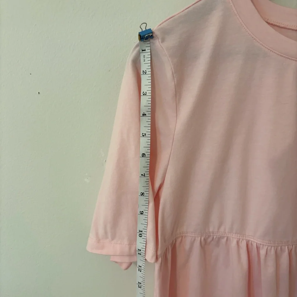 Womens Babydoll Top Oversized Short Sleeve Pink Peplum Casual Loose Blouse - Picture 7 of 7